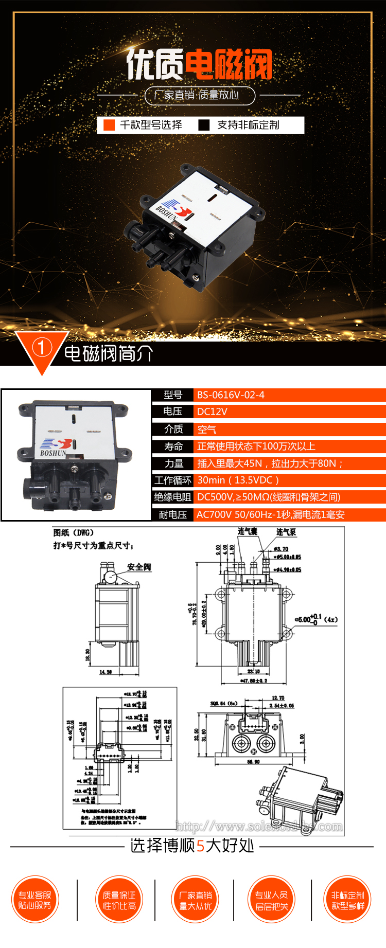 BS-0616V-02-4汽車(chē)后背椅氣囊電磁閥