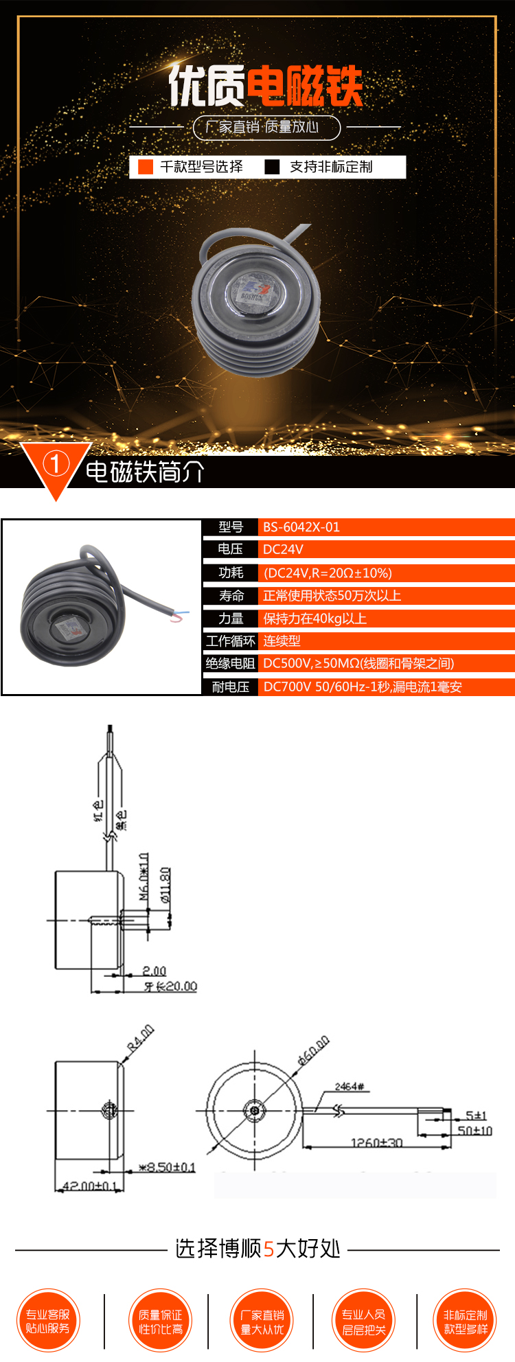 電磁鐵吸盤 BS-6042X-01