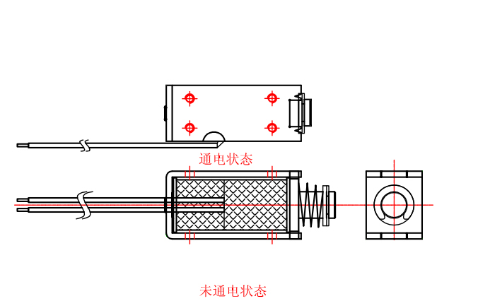 拉式電磁鐵通斷示意圖