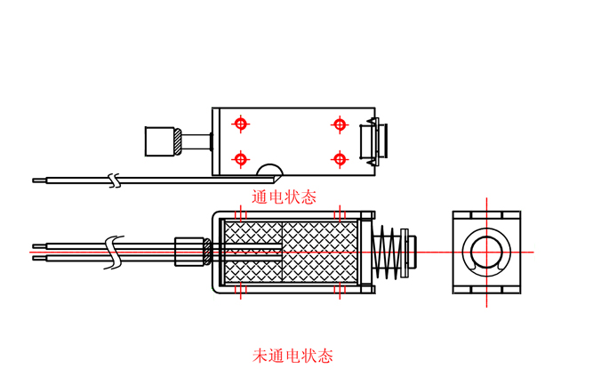 推式電磁鐵通斷示意圖